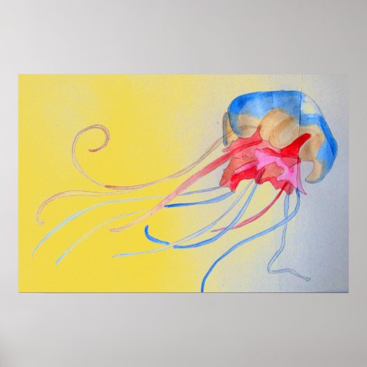 クラゲオンザサンドオリジナルアートイラストレーション ポスター (正面)