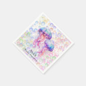 クラゲカラフルとバブル女の子ベビシャワー スタンダードカクテルナプキン (角)