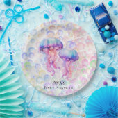 クラゲカラフルとバブル女の子ベビシャワー ペーパープレート (パーティー)