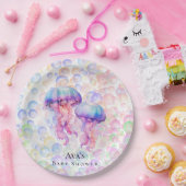 クラゲカラフルとバブル女の子ベビシャワー ペーパープレート (パーティー)