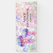 クラゲカラフルとバブル女の子ベビシャワー 横断幕 (縦)