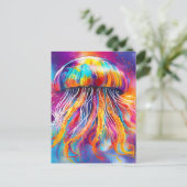 クラゲカラフルアート抽象芸術 ポストカード (スタンド正面)