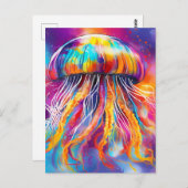 クラゲカラフルアート抽象芸術 ポストカード (正面/裏面)