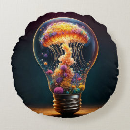 クラゲカラフルランプ夢のような海魔法 ラウンドクッション