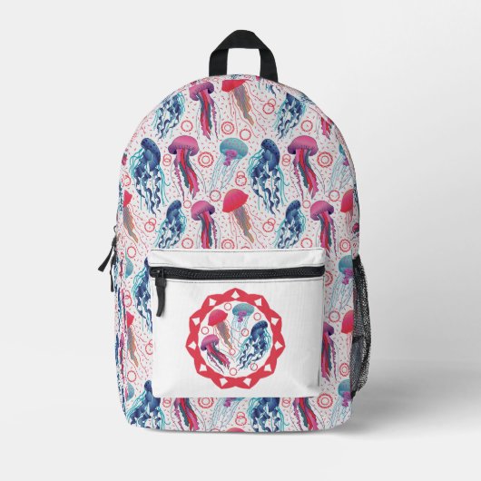 クラゲカラフル プリントバックパック (正面)