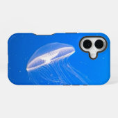 クラゲクール触手明るい青の水 iPhone 16ケース (裏面横)
