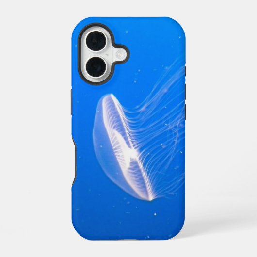 クラゲクール触手明るい青の水 iPhone 16ケース (裏面)