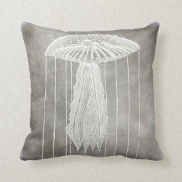 クラゲシルバーピューターグレー沿岸水彩 クッション