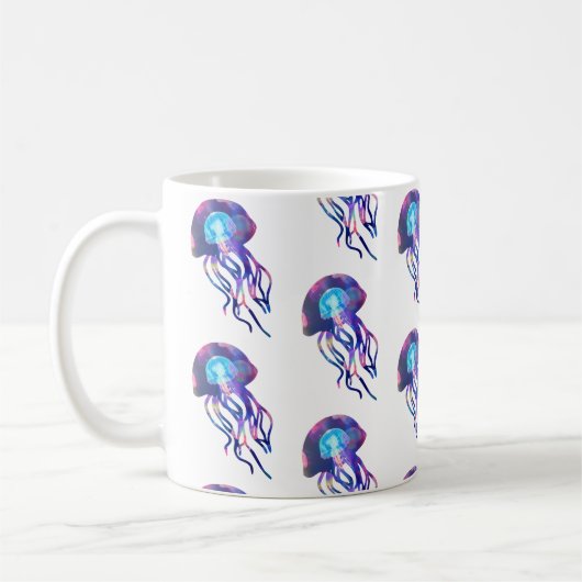 クラゲパターン（の模様が）ある型 コーヒーマグカップ (左)