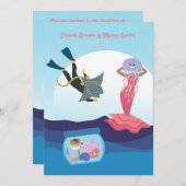 クラゲ人魚レイダイバーアクアリウム結婚ズ 招待状 (正面/裏面)