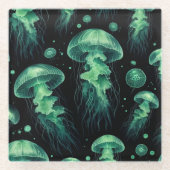 クラゲ光 ガラスコースター (正面)