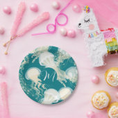 クラゲ入り青海夏シーズンモノグラム ペーパープレート (パーティー)