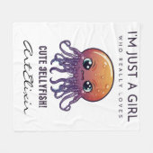 クラゲ大好きな女の子 フリースブランケット (正面(横))