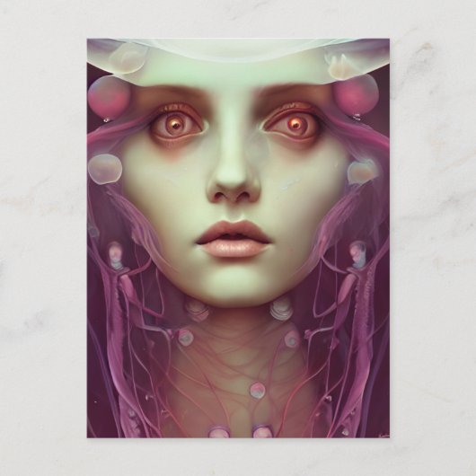 クラゲ女性ファンタジー ポストカード (正面)