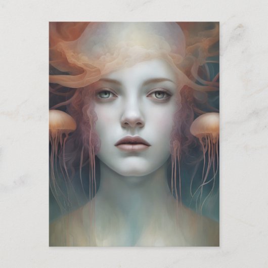 クラゲ女性ファンタジー ポストカード (正面)