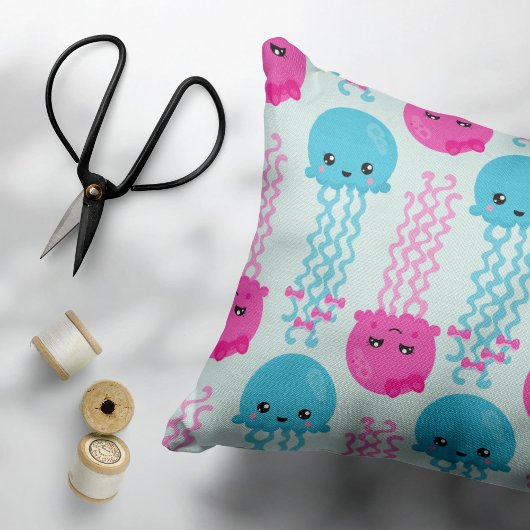 クラゲ模様,かわいいクラゲ,海獣 アクセントクッション