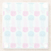 クラゲ模様，かわいいクラゲ，海獣 ガラスコースター (裏面)