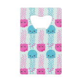 クラゲ模様，かわいいクラゲ，海獣 クレジットカード栓抜き (正面)