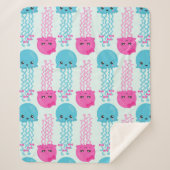 クラゲ模様，かわいいクラゲ，海獣 シェルパブランケット (正面)