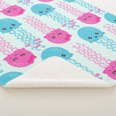 クラゲ模様，かわいいクラゲ，海獣 シェルパブランケット (3/4)