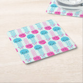 クラゲ模様,かわいいクラゲ,海獣 スクエアペーパーコースター (アングル)