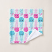 クラゲ模様，かわいいクラゲ，海獣 バスタオルセット (ウォッシュタオル)