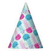 クラゲ模様，かわいいクラゲ，海獣 パーティーハット (左)