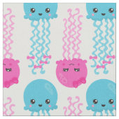 クラゲ模様，かわいいクラゲ，海獣 ファブリック (クローズアップ)