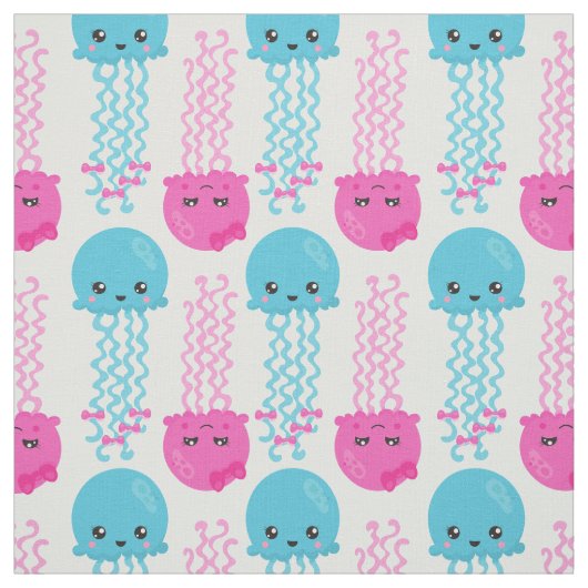 クラゲ模様，かわいいクラゲ，海獣 ファブリック (見本)
