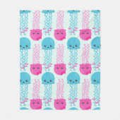 クラゲ模様，かわいいクラゲ，海獣 フリースブランケット (正面)