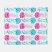 クラゲ模様，かわいいクラゲ，海獣 フリースブランケット (正面(横))