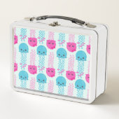 クラゲ模様，かわいいクラゲ，海獣 メタルランチボックス (正面)