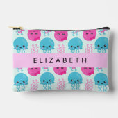 クラゲ模様,かわいいクラゲ,海,あなたの名前 アクセサリーポーチ (正面)