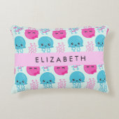 クラゲ模様,かわいいクラゲ,海,あなたの名前 アクセントクッション (正面)