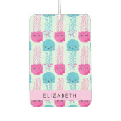 クラゲ模様,かわいいクラゲ,海,あなたの名前 カーエアーフレッシュナー (正面)