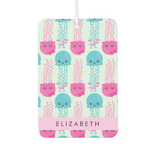 クラゲ模様,かわいいクラゲ,海,あなたの名前 カーエアーフレッシュナー (正面)