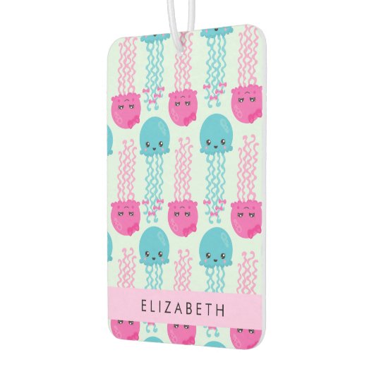 クラゲ模様,かわいいクラゲ,海,あなたの名前 カーエアーフレッシュナー (左)