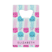 クラゲ模様，かわいいクラゲ，海，あなたの名前 クレジットカード栓抜き (裏面)