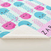 クラゲ模様,かわいいクラゲ,海,あなたの名前 シェルパブランケット (3/4)