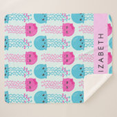 クラゲ模様,かわいいクラゲ,海,あなたの名前 シェルパブランケット (正面(横))