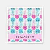 クラゲ模様,かわいいクラゲ,海,あなたの名前 スタンダードカクテルナプキン (正面)