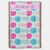 クラゲ模様,かわいいクラゲ,海,あなたの名前 スローブランケット (正面縦)