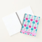 クラゲ模様，かわいいクラゲ，海，あなたの名前 ノートブック (内部)