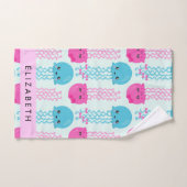 クラゲ模様，かわいいクラゲ，海，あなたの名前 バスタオルセット (ハンドタオル)