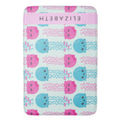 クラゲ模様，かわいいクラゲ，海，あなたの名前 バスマット (正面縦)