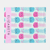 クラゲ模様，かわいいクラゲ，海，あなたの名前 フリースブランケット (正面(横))