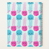 クラゲ模様，かわいいクラゲ，海，あなたの名前 プランナー手帳 (裏面)