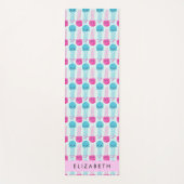 クラゲ模様，かわいいクラゲ，海，あなたの名前 ヨガマット (正面)