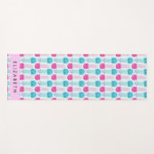 クラゲ模様，かわいいクラゲ，海，あなたの名前 ヨガマット (正面(横))