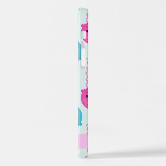 クラゲ模様,かわいいクラゲ,海,あなたの名前 iPhoneケース (左側面)